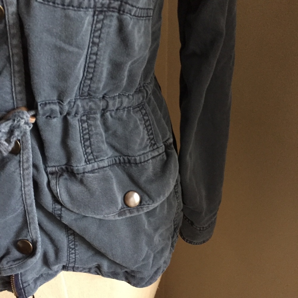 Hinge Slate Blue Zip Button Utility Jacket Xs - image 4